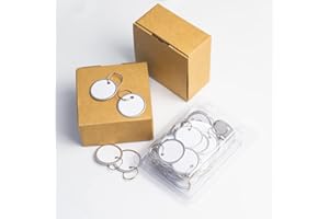 Rich Union Metal Rim Key Rings Tags, Blank Round 1.18" Diameter Paper Tags with Metal Split Rings for Key Backpack Luggage Pet (White 50pcs)