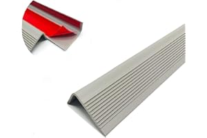 VAKERGA Stair Nosing 48inch Gray Anti-Slip Stair Edge Protector,Waterproof Self Adhesive Stair Nose Molding Trim Vinyl RubberStair Edging Staircases for Outdoor & Indoor