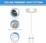 Caldarax White E27 Pendant Light Fitting 6in Ceiling Rose 150mm view 4