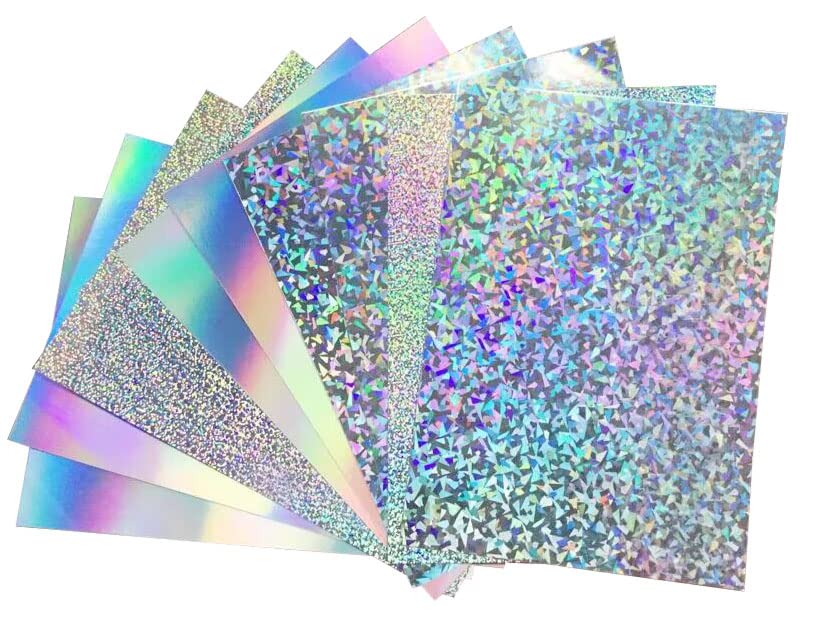 10pcs A4 Sheets Mirror foil Holographic Laser Sparkling Cardstock Card Making DIY Material Craftwork Scrapbooking Gift Wrapping Box — image 1