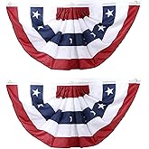 American Flag Bunting for Outside,4th of July Flags Outdoor, USA Pleated Fan Flag 2x4 FT,Patriotic Decor Bunting Banner,Fourth of July Yard Decorations,Red White and Blue Decor for Outside (2 Pack)