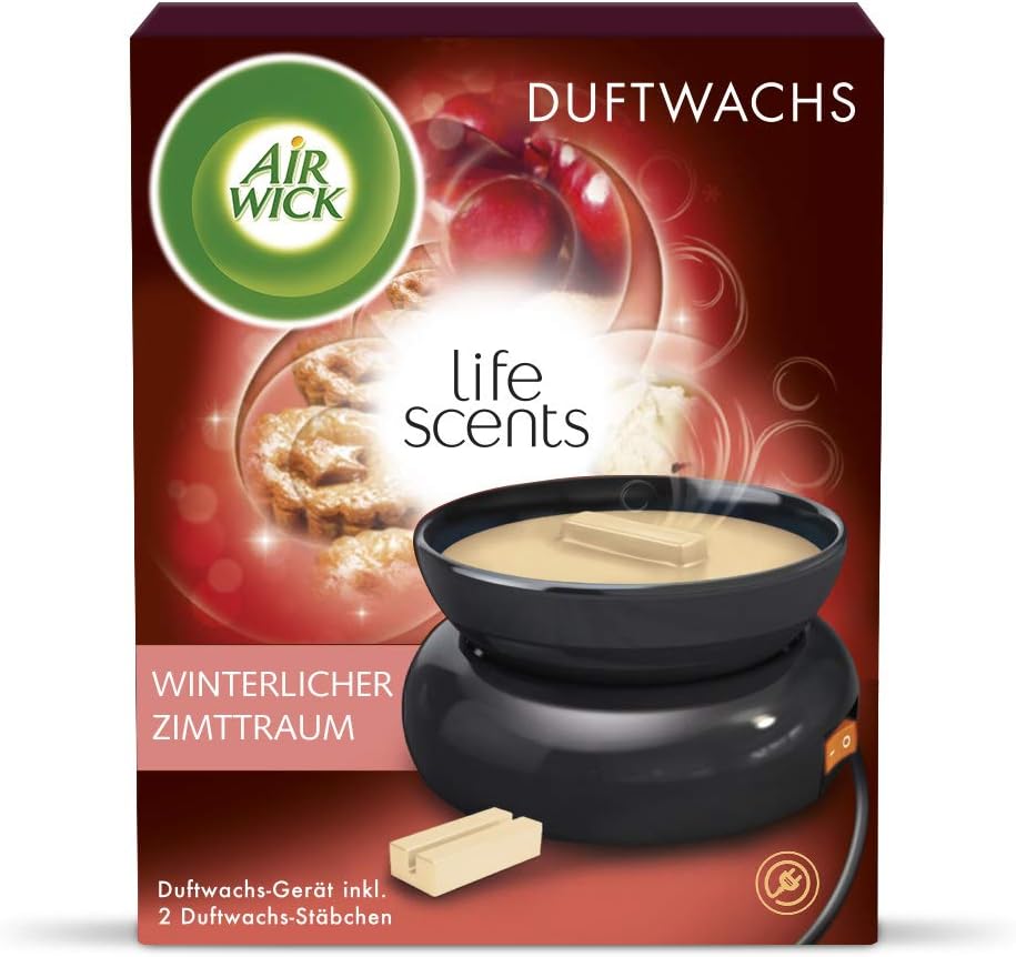 Air Wick Duftwachs Starter Set, inklusive zwei Stäbchen Winterlicher Zimttraum, 1 Stück