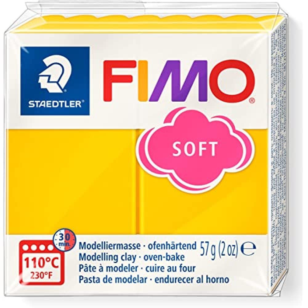 STAEDTLER 8020-16 FIMO Soft Oven-Hardening Polymer Modelling Clay - Sunflower (1 x 57g Block)