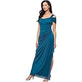 Alex Evenings Womens Long Cold Shoulder Dress, Mother of The Bride, Formal Events (Petite and Regular Sizes)