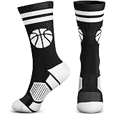 ChalkTalkSPORTS Basketball Performance Crew Socks - Multiple Colors - Youth & Adult - Elite Basketball Mid-Calf Socks