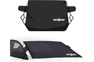 FrostGuard Deluxe | Full-Coverage Car Windshield Cover for Ice and Snow, Standard Size - Wiper Blade + Side Mirror Coverage - Fit-Fast Straps + Security Panels - Black, 41 x 59 Inches