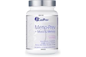 CanPrev Meno-Prev + Mood & Memory, 120 V-Caps 40-Day Supply - Menopause Support Supplement for Women - With Maca, Milk Thistl