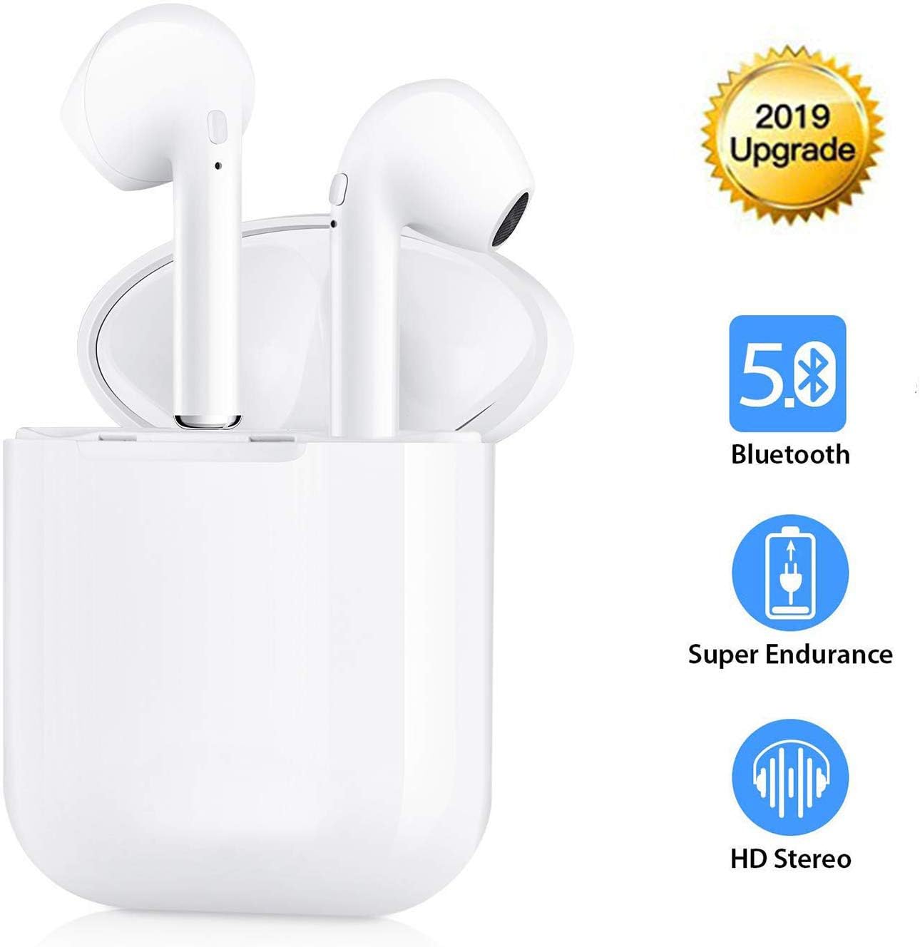 Bluetooth Headphones, Wireless Earbud Sport Headsets with Noise Canceling, Outdoor Portable Bluetooth Earphones with Charging Case and Built in Mi