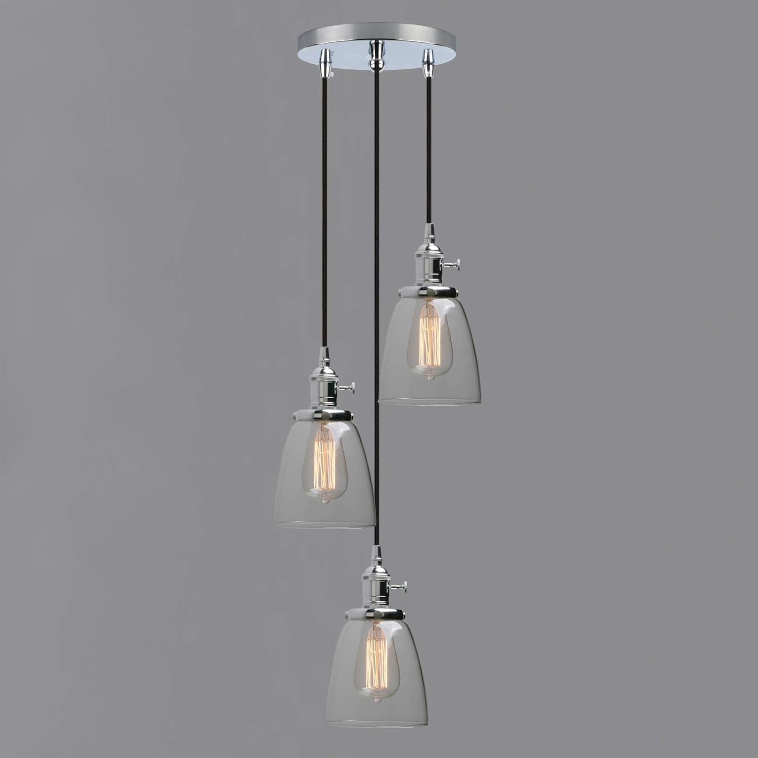 Phansthy Retro Industrial Pendant Lights with Clear Glass Shade, E27