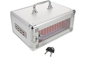 WRITWAA 12-Slot Aluminum Alloy Cell Phone Locker Box for Classroom and Office, Portable Mobile Phone Storage