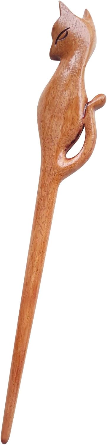Marycrafts Wooden Cat Hair Stick Hair Pin Hair Fork Hair Accessories Handmade - Image 3