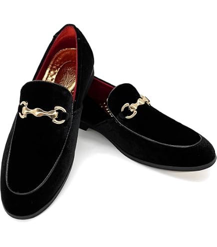 UUBARIS Men\'s Black Velvet Loafers Metal Buckle Comfortable Slip On Formal Shoes Amazon.com | UUBARIS Men main image 4
