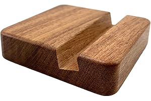 MOORCHOCO Rose Wood Phone Stand Square Single Slot Cell Phone Stand for Desk-Portable Wood Phone Holder for Bed Compatible with iPhone 16 15 14 13 Pro Max Wooden Office Aesthetic Desk Accessories