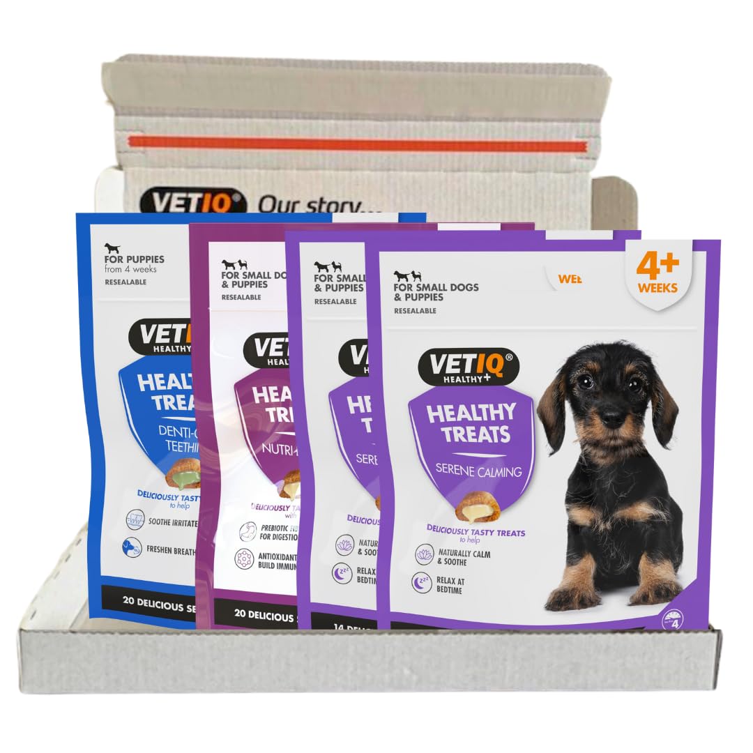 VETIQ Healthy Treats For Puppies Variety Pack, Puppy Treats That Boosts Nutrition, Calms & Helps Teething with No Artificial Colours or Preservatives, 50 g (Pack of 4) — image 1