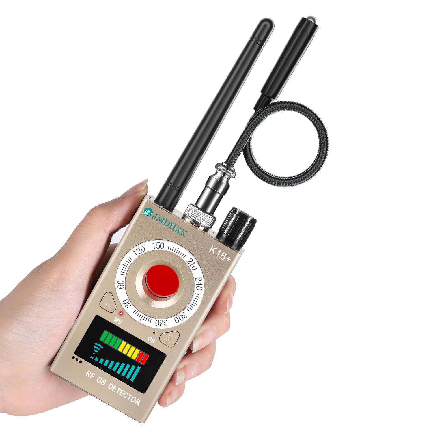 JMDHKK K18+ Hidden Camera Detector, Spy Camera Finder, Bug Detector, Magnetic Field Detector, Listening Device Detector – Privacy Protection Tool for Home, Office, Hotel, and Travel Security(Gold)