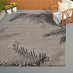 LR Home Captiva Shaded Palms Indoor/Outdoor Area Rug, 5' x 7', Beige/Black 610kLpgC3sL. SS280