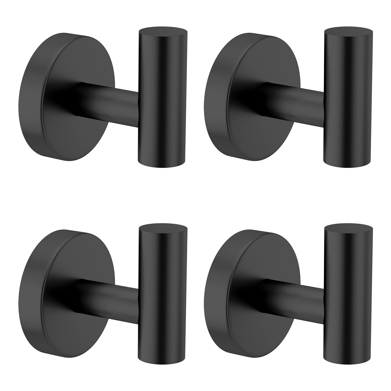 Photo 1 of CHIKESI Towel Hooks for Bathroom,SUS 304 Stainless Steel Heavy Duty Hooks,Shower Hook,Wall Mount Towel Holder,Wall Robe Hook,Bedroom,Hotel,Pool,Coats,Drill Hole,Round (Black-4 Pack)
