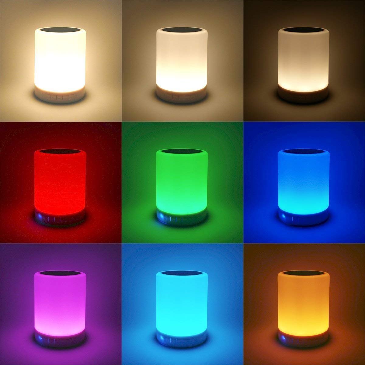 Night Light Bluetooth 4.2 Speakers, PRODELI Wireless Music Player Touch Control Color Changing Beside Table Lamp Support AUX, TF Card with Mic Handsfree【Multi-connection】【Left/Right/Stereo Channel】