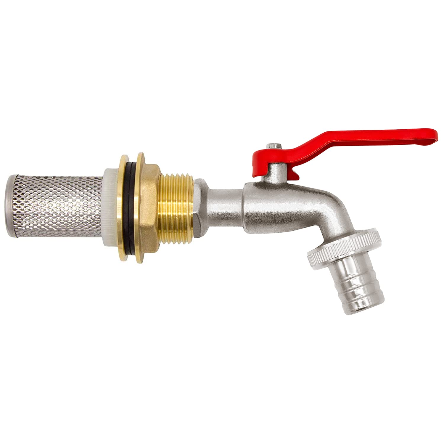 VARIOSAN 14719 Water Butt Feed + Ball Drain Valve + Suction Basket Set 3/4 Inch Brass