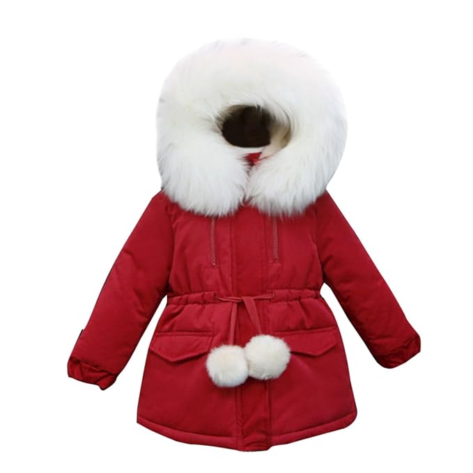 Bebone Mädchen Winterjacke 3-9 Jahre alt Kinder Parka mit Kapuze