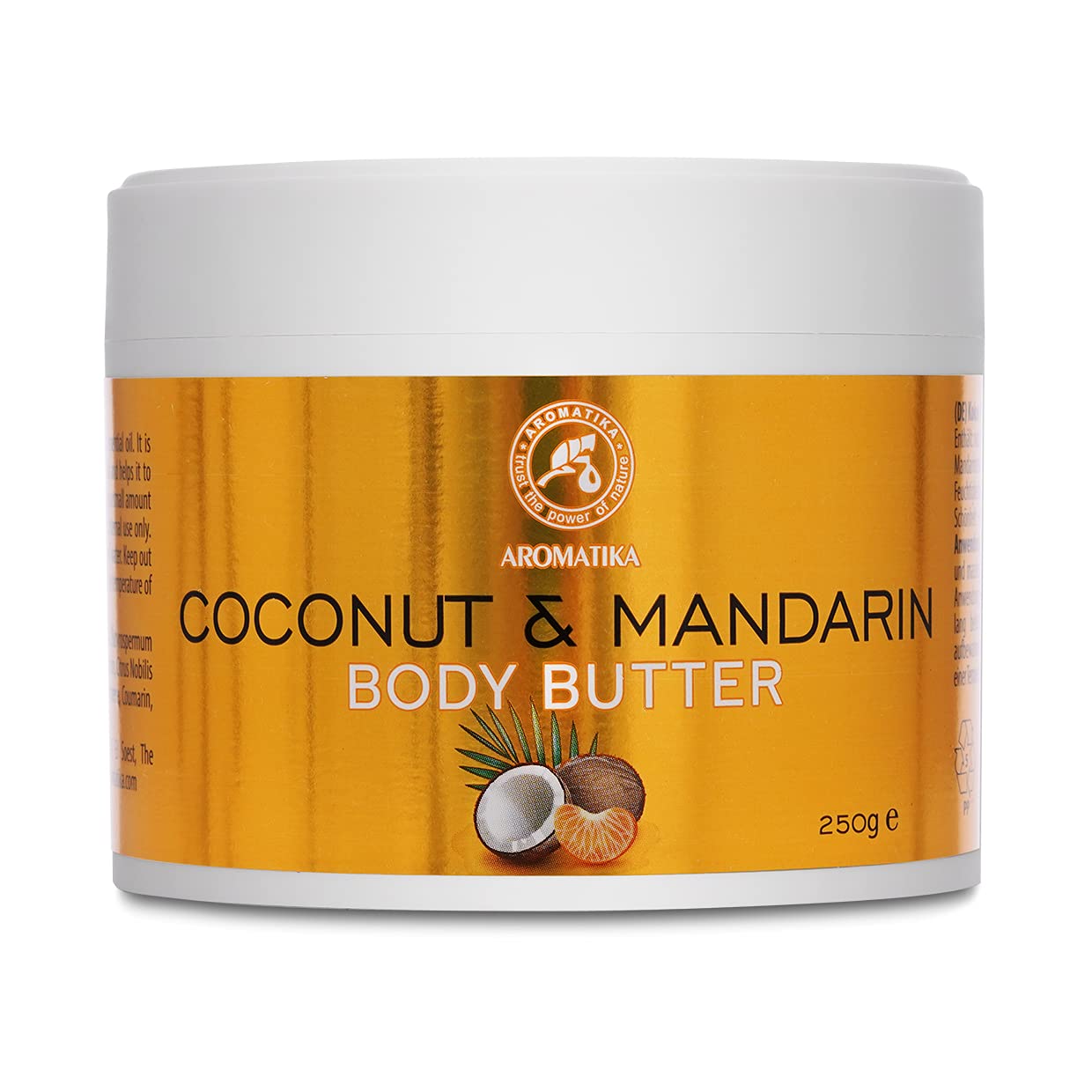 Coconut & Mandarin Body Butter - 250 g - Herbal Oils Butter - Natural Body Moisturizer - Multipurpose Skincare - Coconut Butter for Rough Skin Body Butter for Massage - Mandarin Butter - Hand Care
