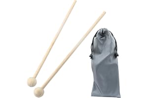 Luomorgo 2 Pcs Wood Xylophone Mallets, Glockenspiel Mallets Bell Mallets Percussion, 8 Inch Drumsticks for Bell, Chime, Tongue Drum Mallets with a Storage Bag