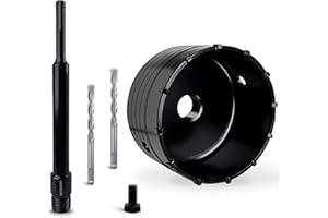 DECKRKAT 4-1/8" Concrete Hole Saw Kit,Electroplated Black Quenching Tech,Heavy-Duty Thickened Alloy Teeth,SDS Plus Shank & 2 Center Bits for Concrete,Brick,Stone.