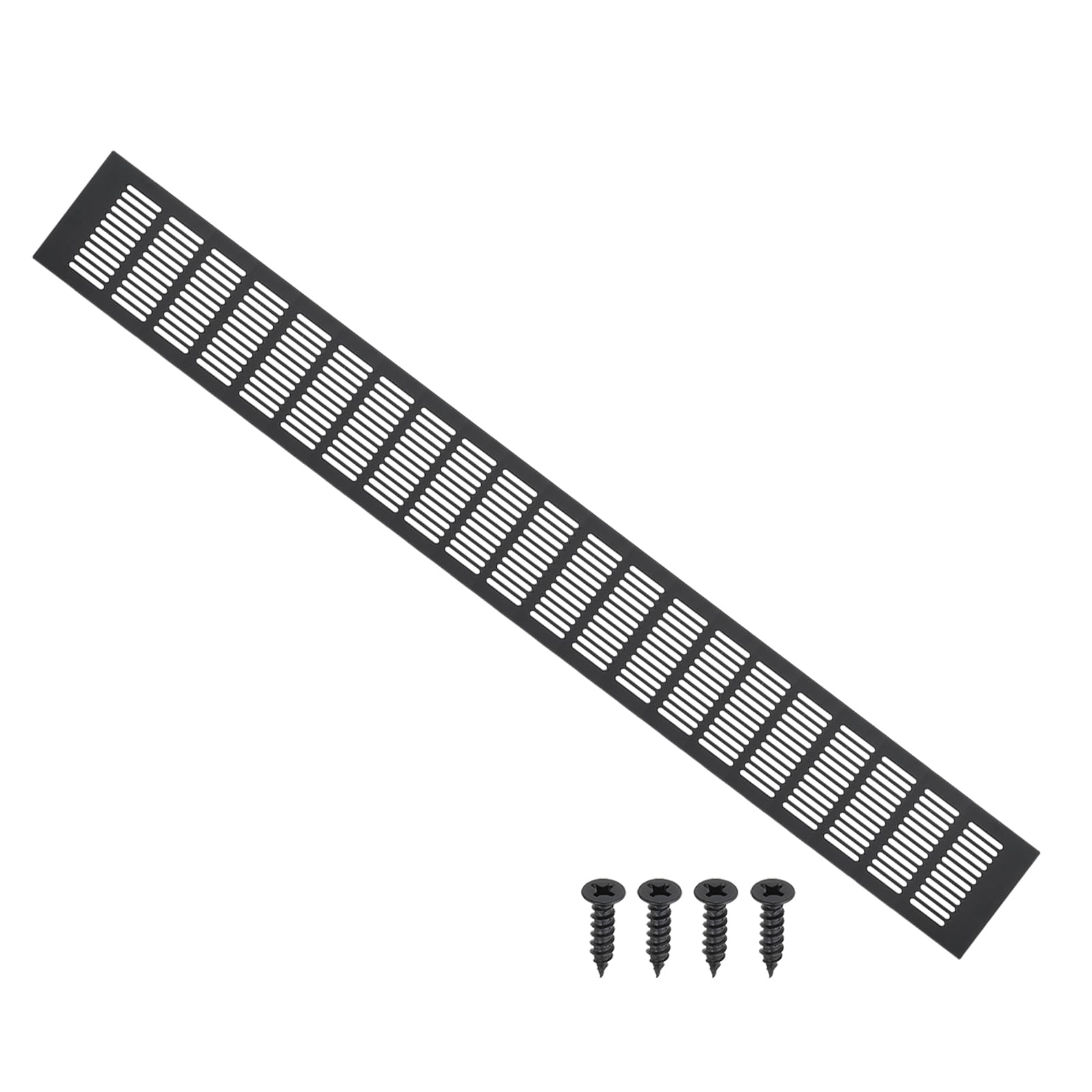 PATIKIL 31.5 x 4 Inch Door Air Vent Cover, Aluminum Grille Ventilation Cover Louvered with Mounting Screws for Cabinet Wardrobe Door, Black