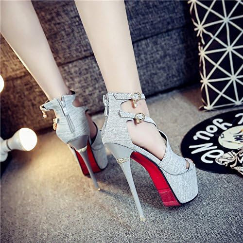 夏の女性の中空のセクシーなナイトクラブの超ハイヒールの靴 高い防水プラットフォームの魚口サンダルを嫌い ライトグレー 35 Dyy B07dlf5sz2 3 773円 大人気 New Arrival 最安値挑戦 年中無休 高品質 通販