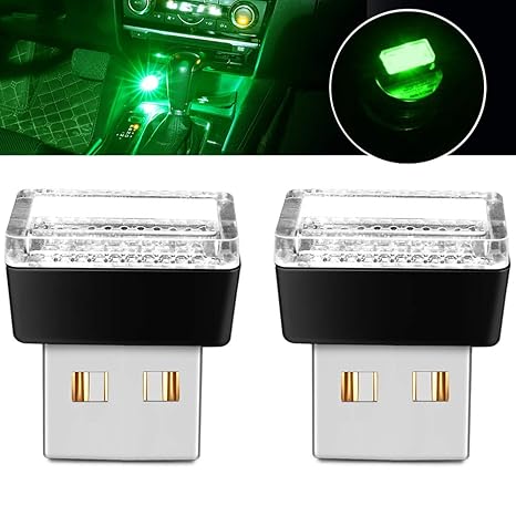 Buknikis Simple Led Usb Light Led Car Interior Atmosphere Lamp Car Interior Accessories Lighting Green 2 Pcs