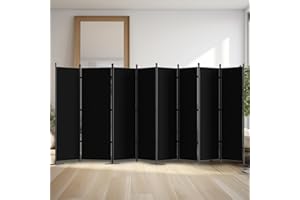 TANGJEAMER 8 Panel Room Divider, Folding Privacy Panel Screens for Office Home Dorm Separation, Freestanding Patition Screen Fabric Panel Wall, Black