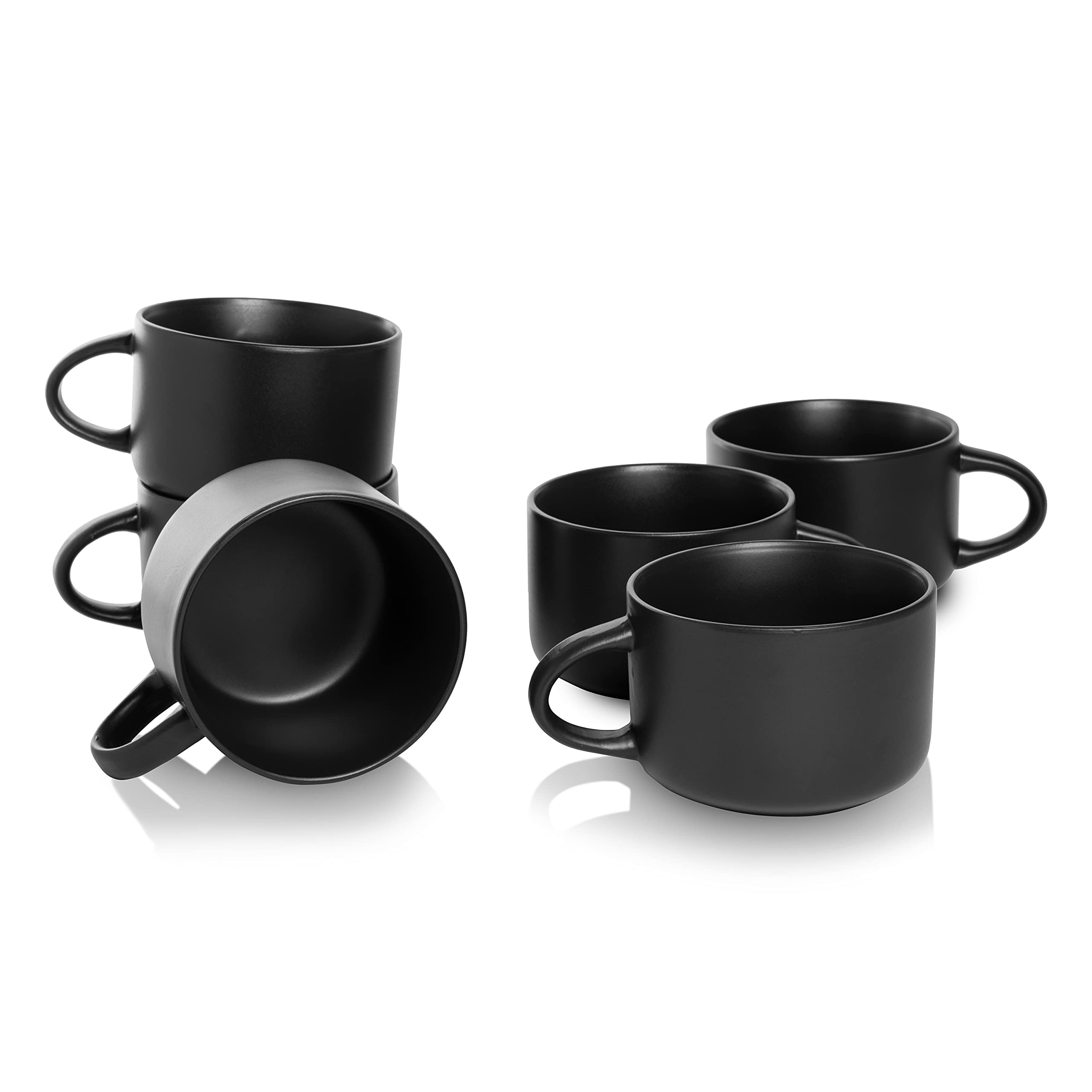 Photo 1 of 10 Strawberry Street Wazee Matte 4.75"/22 oz Oversized Mug, Set of 6, Black