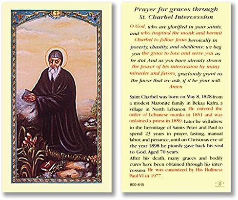St. Charbel Laminated Holy Card