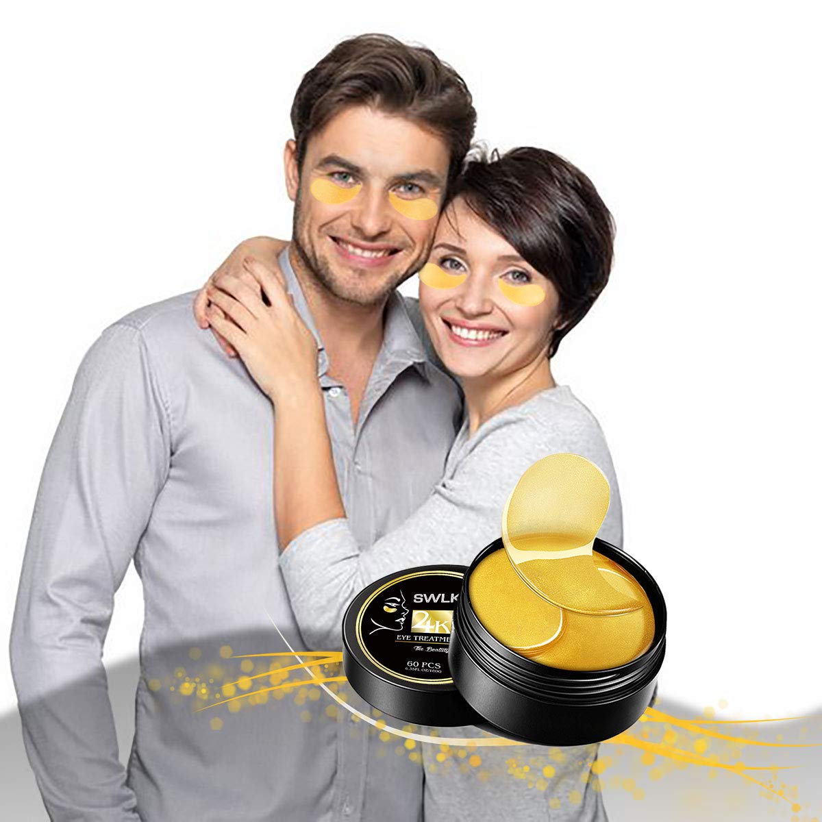 24K Gold Eye Treatment Mask Under Eye Patches Reduces Wrinkles and Puffiness Lighten Dark Circles Moisturizing and Anti Aging Eye Mask (30 Pairs) by SWLKG : Beauty