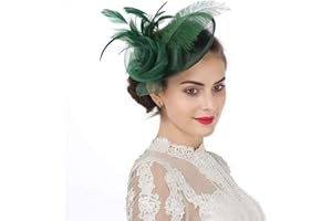 SAFERIN Women's Fascinators Feathers Tea Party Hat Veil Headband with Hair Clip for Cocktail Church
