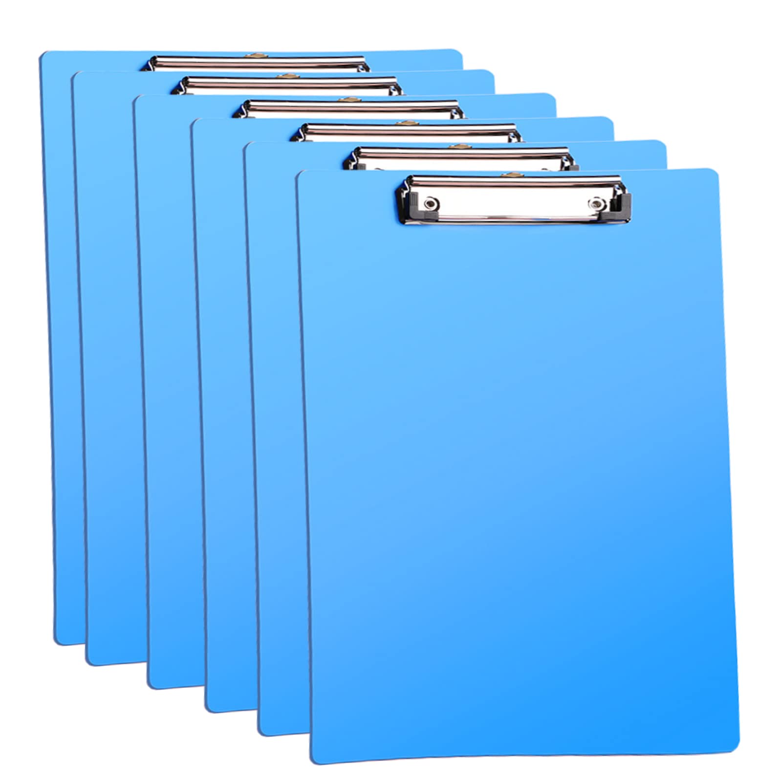 Clipboard Folder, 6 Packs A4 Plastic Clip Boards with Secure Hold for Office & Classroom Supplies - Blue