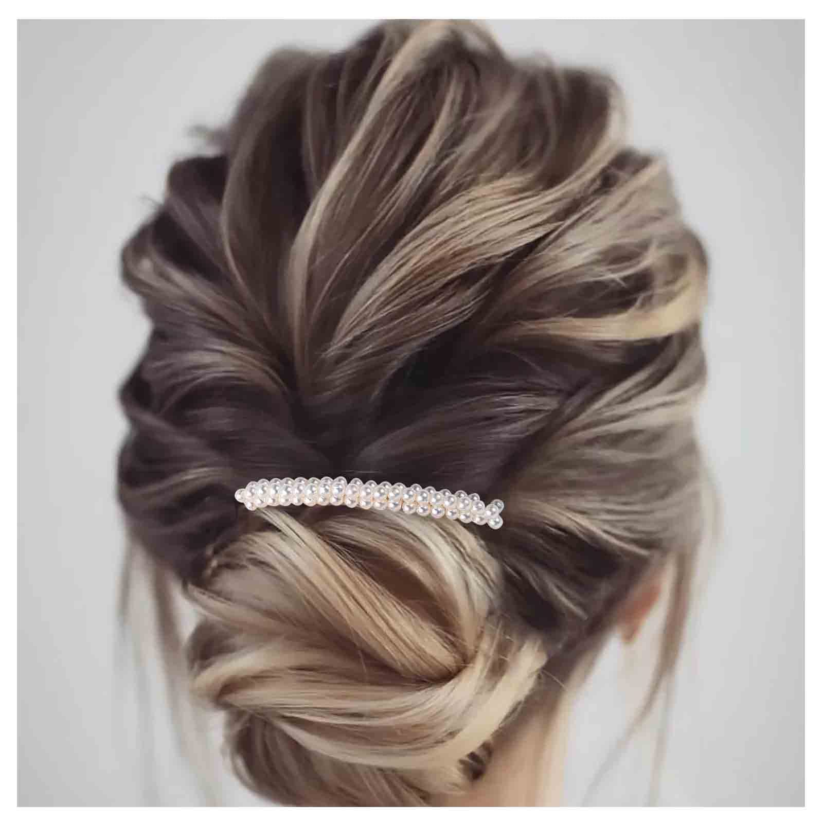 Cimenexe Bohemian Pearl Hair Comb Vintage Pearl Hair Barrette Gold Pearl Headpiece Pearl Bead Headwear Hairpiece Decorative Wedding Comb Hair Accessories Jewelry for Women and Girls Gifts