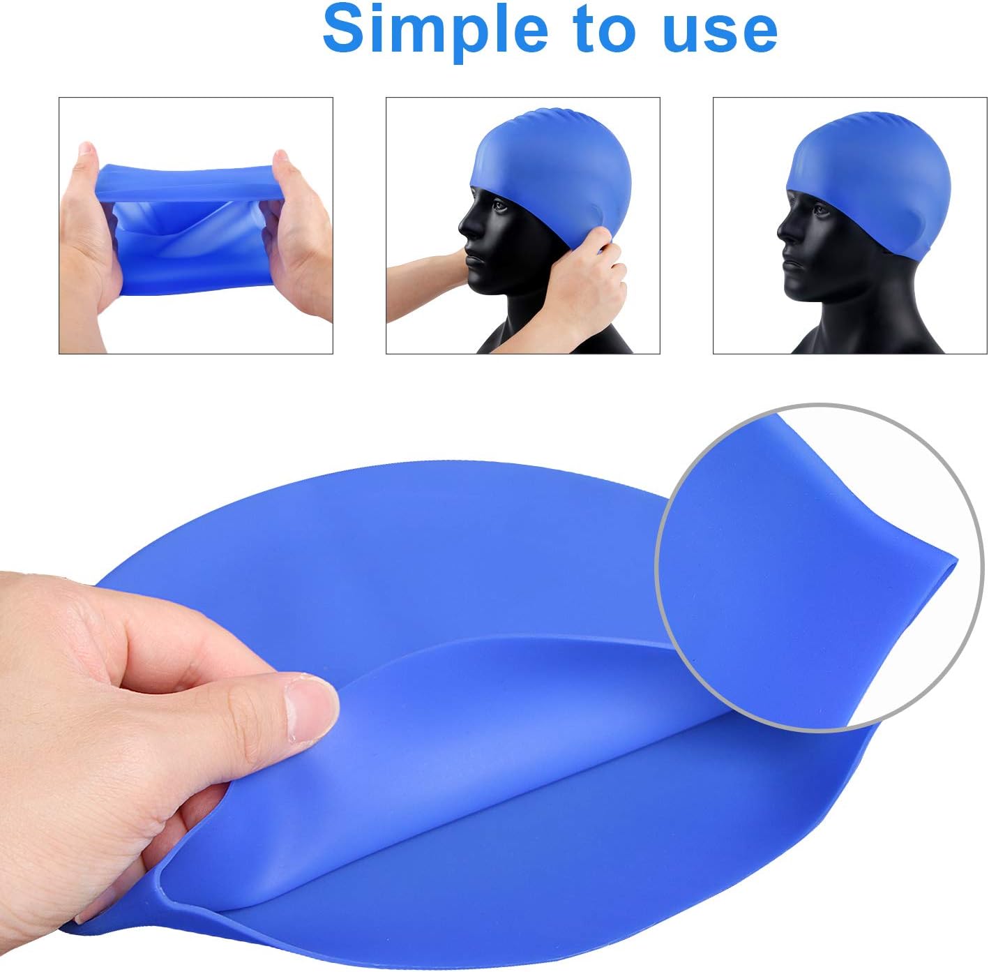 DECYOOL 4 Sets Silicone Swim Cap, Waterproof Swimming Cap with Silicone Nose Clip & Earplugs Cover Ears : Sports & Outdoors