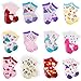 12-Pack Cotton Socks for Toddler Boys Girls Anti-Slip Ankle Socks for Baby Walkers Non-Skip with Grip for 16-36 Months