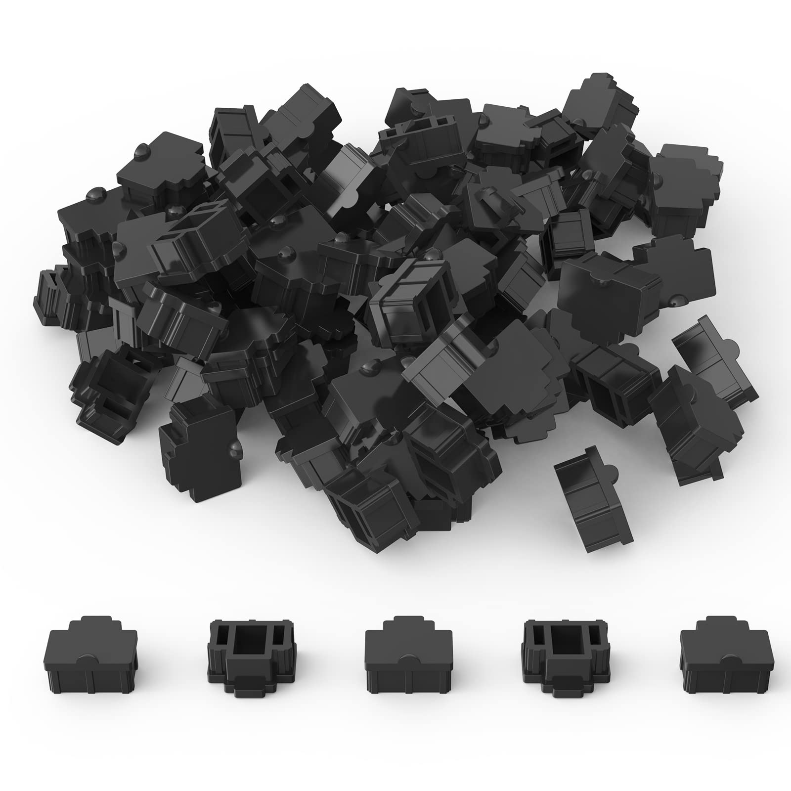 AUCAS 100pcs Black Ethernet Hub Port RJ45 Anti Dust
