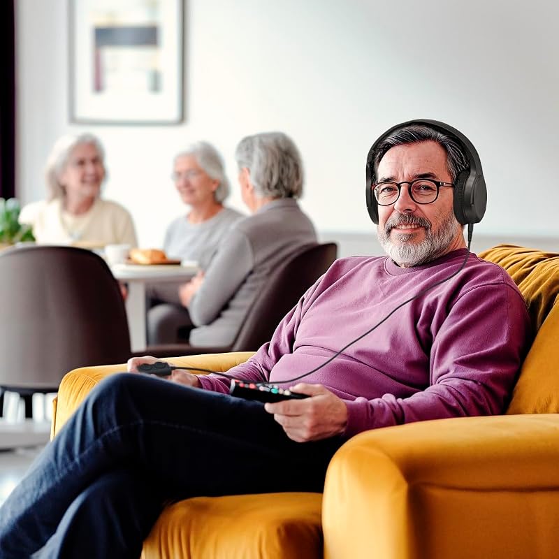 TV Kopfhörer mit Kabel, 6m, getrennte Lautstärkeregelung Links/rechts
