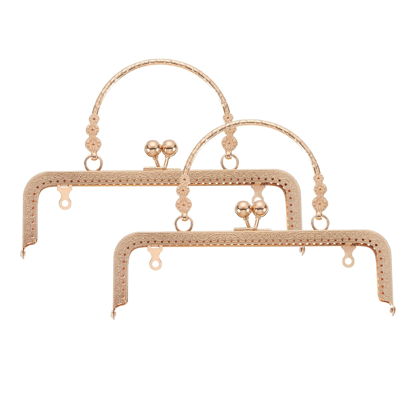 Photo 1 of uxcell 2 Pcs Metal Purse Frame, 20cm/7.1" Retro Rectangle Kiss Lock Clasp Frame Embossed for Purse Making, Handled Bag, Coin Bag Clutch Bag, Frame Hardware Replacements (Light Gold)