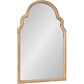 Kate and Laurel Hogan Modern Wooden Arched Wall Mirror; 24 x 36; Natural Wood; Transitional Scalloped Arch Mirror for Use as 