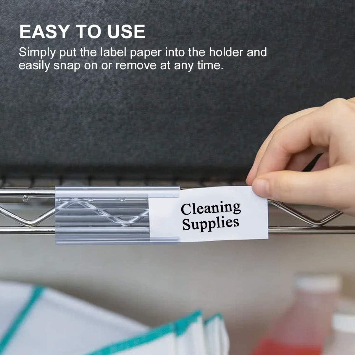 Lenink 30Pcs Wire Shelf Label Holders, Plastic Wire Rack Label Holder Compatible with Metro and Nexel 1-1/4in Shelves, Label Area 3in Lx1.25in H (Label Paper Not Included) : Office Products