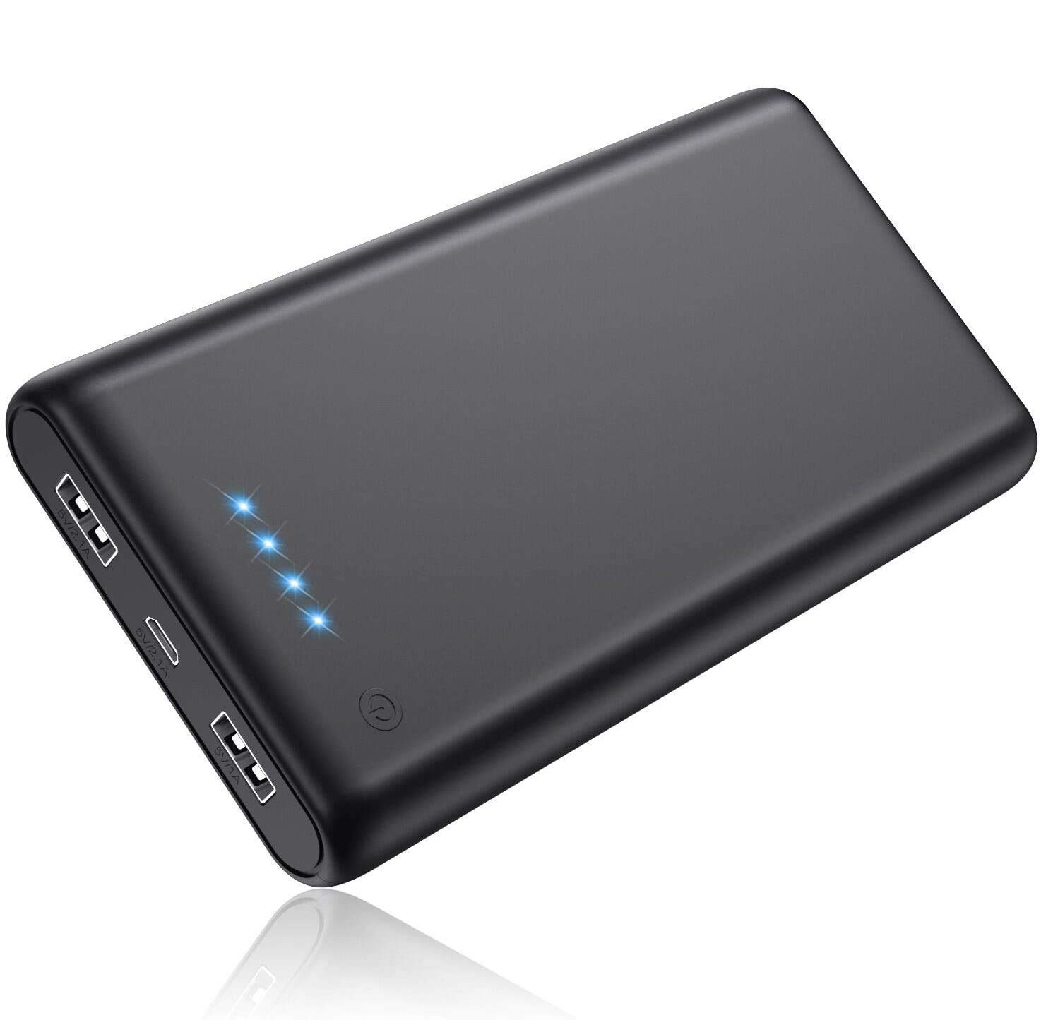 Power Bank, Pxwaxpy Portable Charger [26800mAh Newest Version] High Capacity External Battery Pack with 4 LED Lights Ultra Compact Quick Charge Power Banks for Smart Phone, Tablet and More (Black)