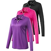 Ullnoy Lightweight Golf Shirts for Women Moisture Wicking Long Sleeve Polo Shirt Women Quick Dry Activewear Golf Tops Pack