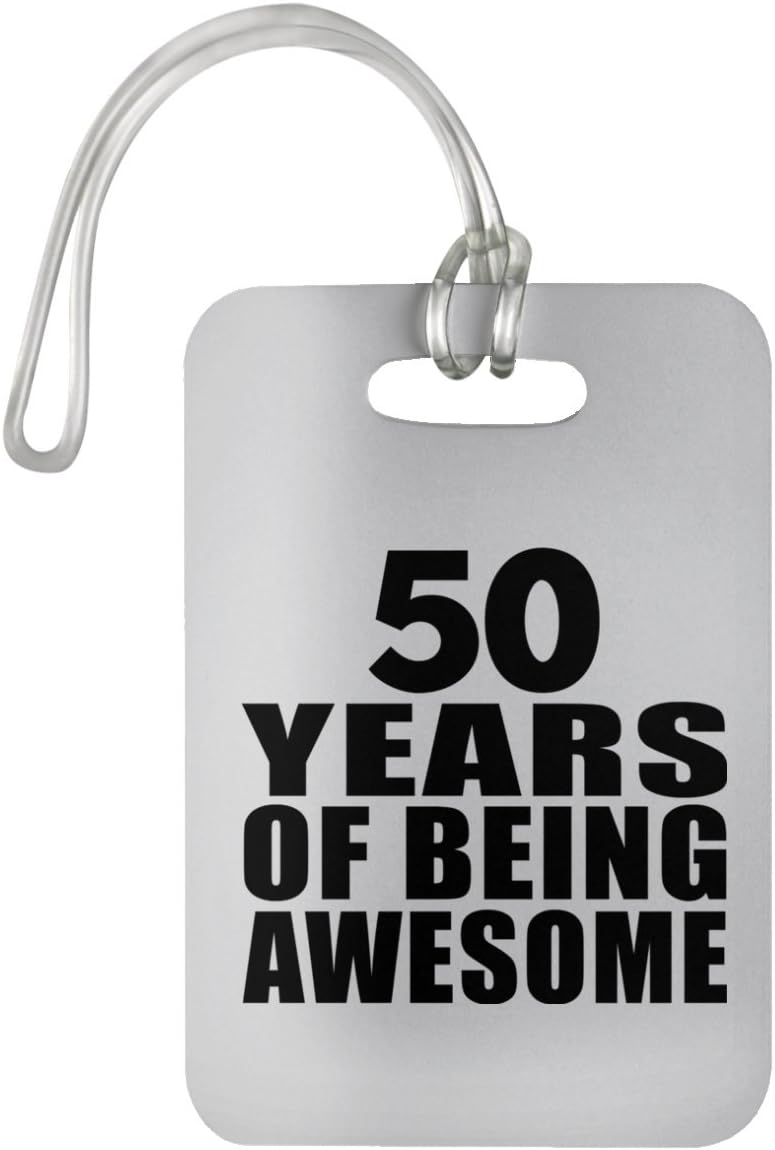50th Birthday 50 Years Of Being Awesome - Luggage Tag Bag-gage Suitcase Tag Durable Plastic - Gift for Friend Kid Daughter Son Grand-Dad Mom Birthday Anniversary Valentine's Day Easter