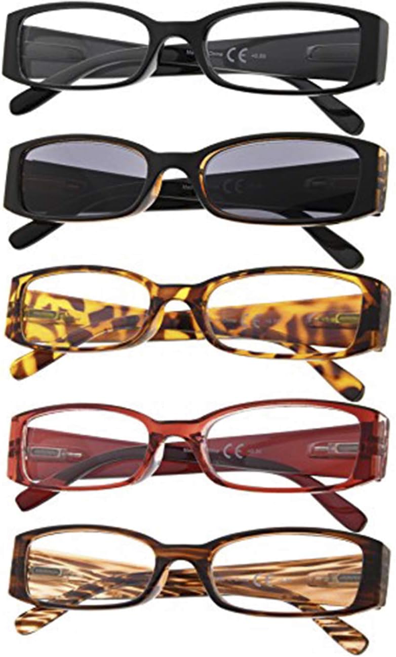 Gr8sight 5-Pack Ladies Reading Glasses Includes Sunshine Readers for Women