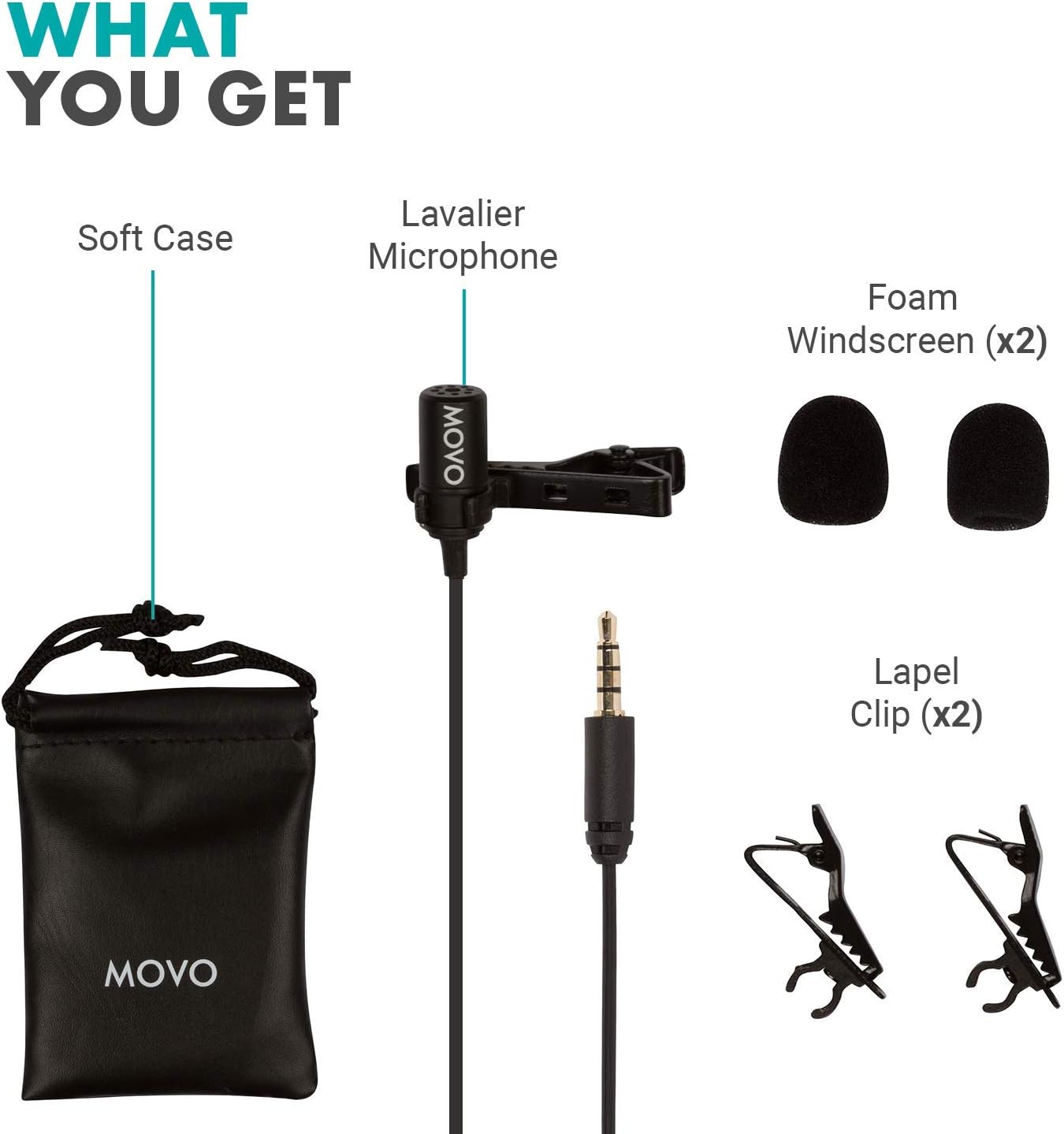 Movo PM10 Lavalier Microphone and Lapel Microphone for iPhone, iPad, Android, and Other Smartphones - Easy Clip on Microphone Perfect for Recording a Podcast, Vlog, Interview, YouTube: Musical Instruments