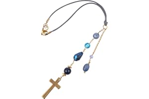 Akitai Rear View Mirror Tassel - Sun Catcher Rearview Mirror Charm and Blue Tassel for Cars, Transforms Sunlight and Diffuses Colors and Joyous Energy Throughout The Car with Various Stones